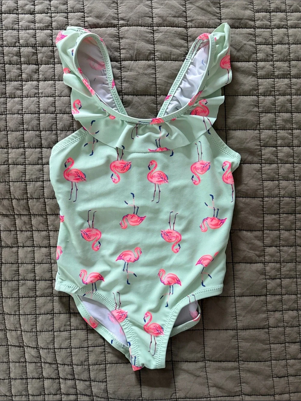 OshKosh B'gosh Mint Green One-Piece Swimsuit with Pink Flamingos